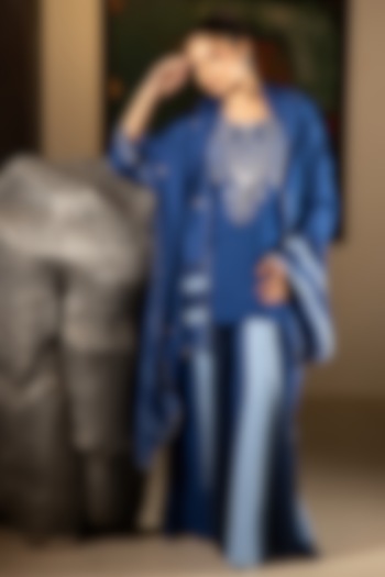 Royal Blue Georgette Sharara Set by Ritika Verma