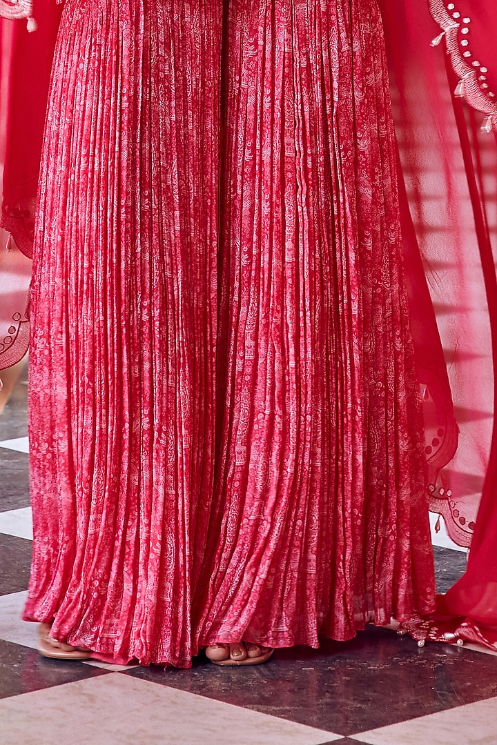 Fuchsia Pink Georgette Gharara Set by Ritika Verma at Pernia's Pop Up Shop