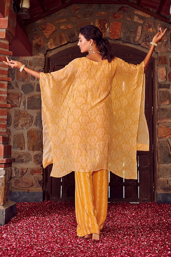 Mayan Gold Georgette Embroidered Kaftan Set by Ritika Verma at Pernia's Pop Up Shop