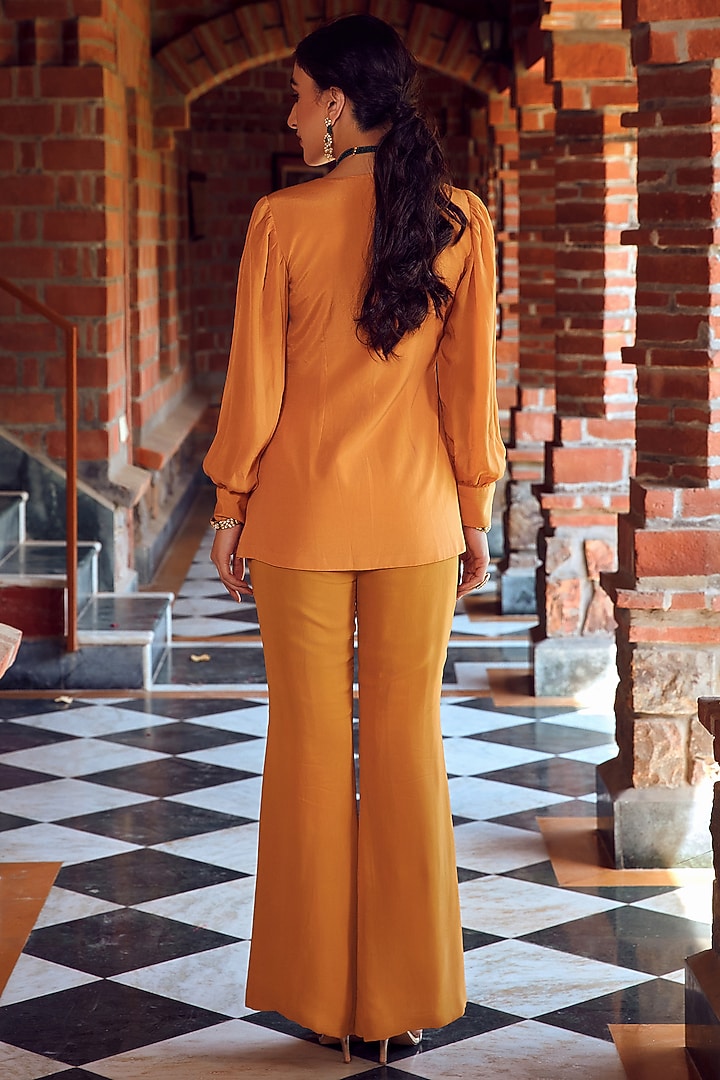 Mayan Gold Crepe & Georgette Co-Ord Set by Ritika Verma at Pernia's Pop Up Shop