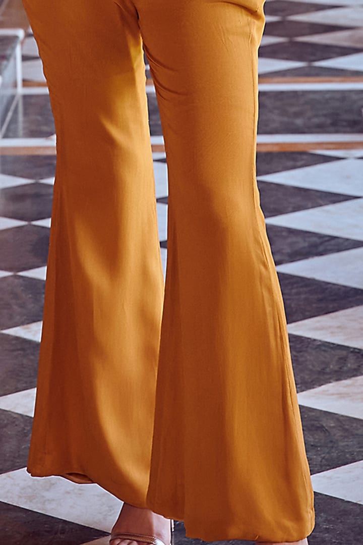 Mayan Gold Crepe & Georgette Co-Ord Set by Ritika Verma at Pernia's Pop Up Shop