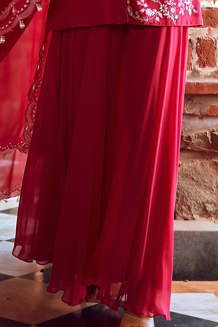 Fuchsia Pink Georgette Party Wear Sharara Set by Ritika Verma at Pernia's Pop Up Shop