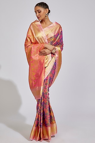 Cream & Golden Kanjivaram Silk Saree by House of Dhriti