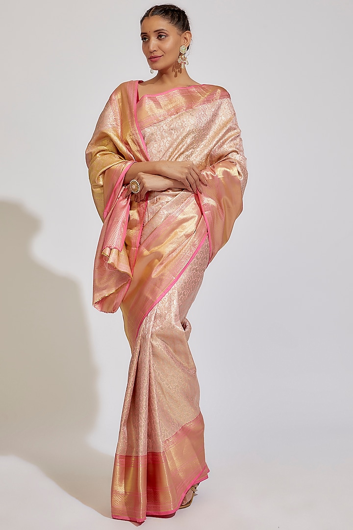 Baby Pink Kanjivaram Silk Saree by House of Dhriti