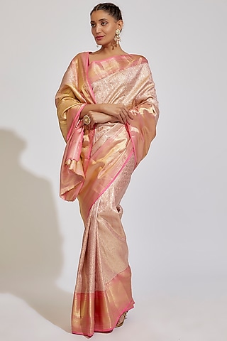 Baby Pink Kanjivaram Silk Saree by House of Dhriti