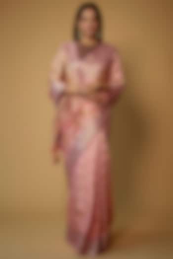 Pink & Golden Kanjivaram Silk Saree by House of Dhriti