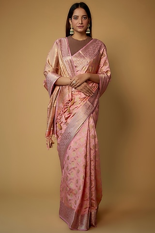 Pink & Golden Kanjivaram Silk Saree by House of Dhriti