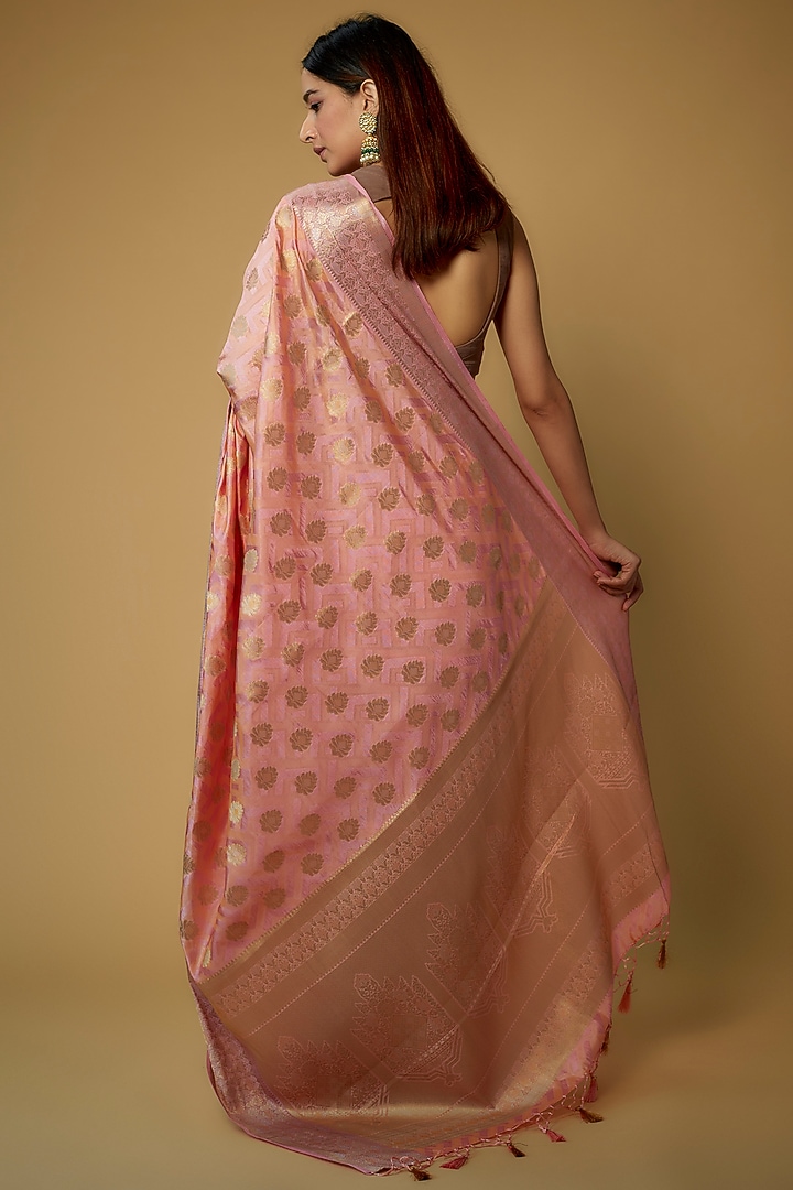 Pink & Golden Kanjivaram Silk Festive Saree by House of Dhriti at Pernia's Pop Up Shop