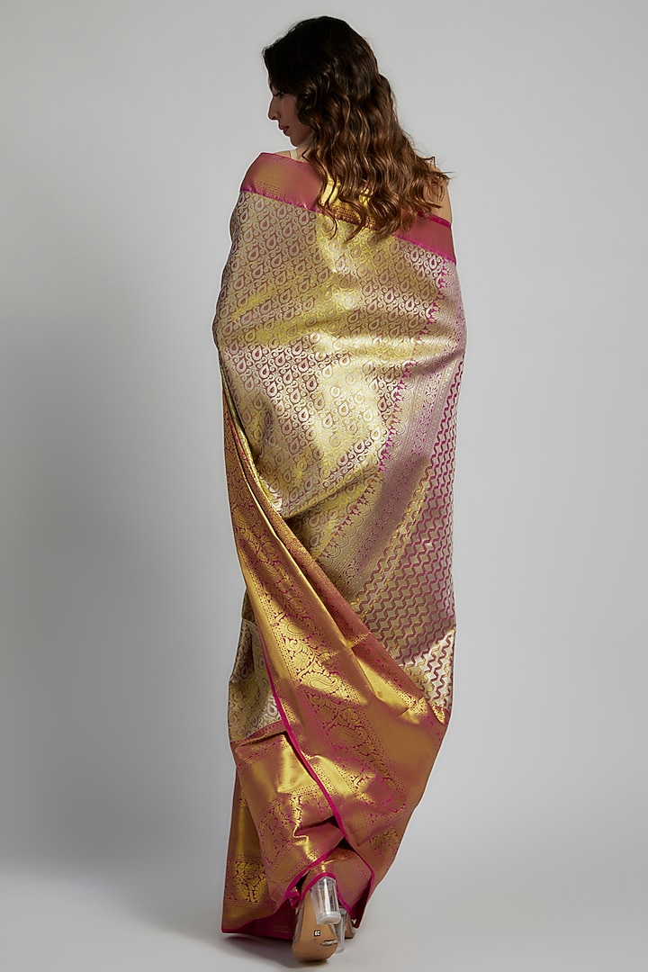 Pink Silk Kanjivaram Festive Saree Set by House of Dhriti at Pernia's Pop Up Shop