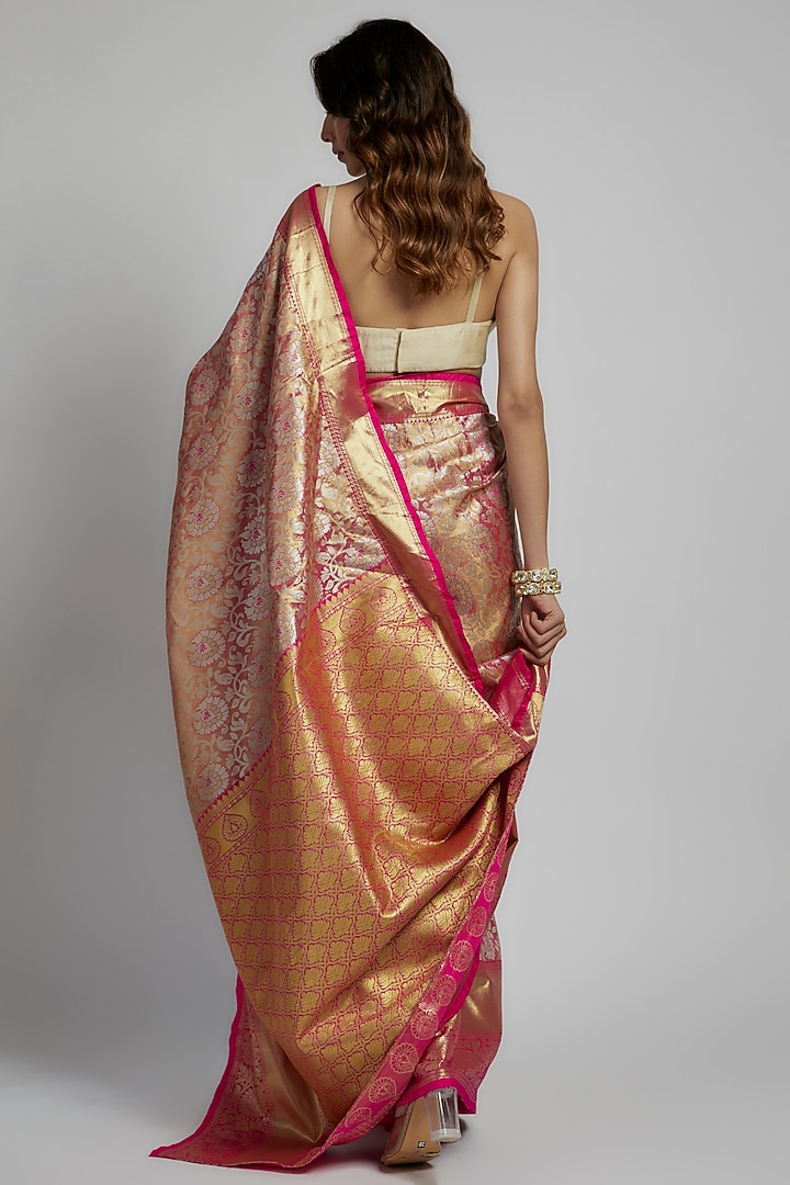 Pink Silk Kanjivaram Festive Saree Set by House of Dhriti at Pernia's Pop Up Shop
