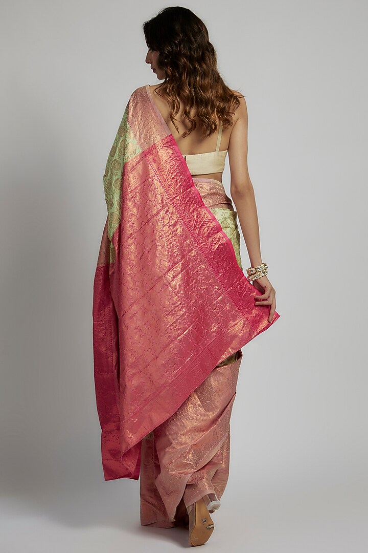 Pista Green Silk Zari Kanchipuram Festive Saree Set by House of Dhriti at Pernia's Pop Up Shop