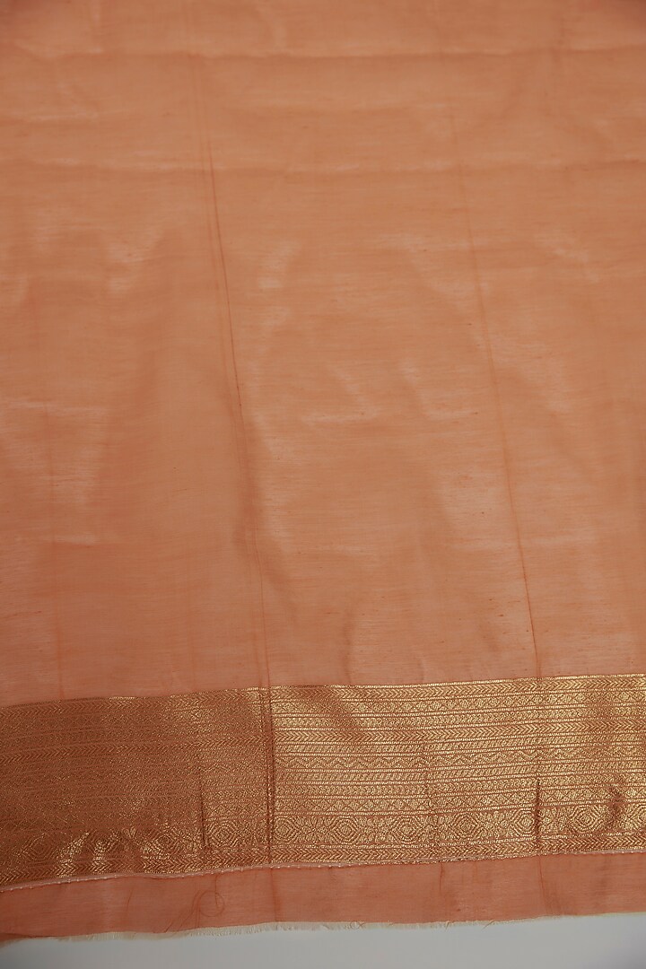 Peach Cream Silk Zari Kanchipuram Festive Saree Set by House of Dhriti at Pernia's Pop Up Shop