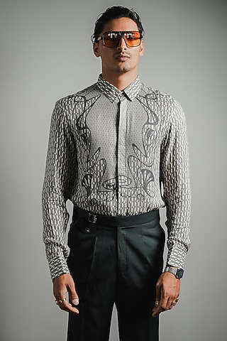 Deep Green Modal Twill Shirt by House of Sannidhi
