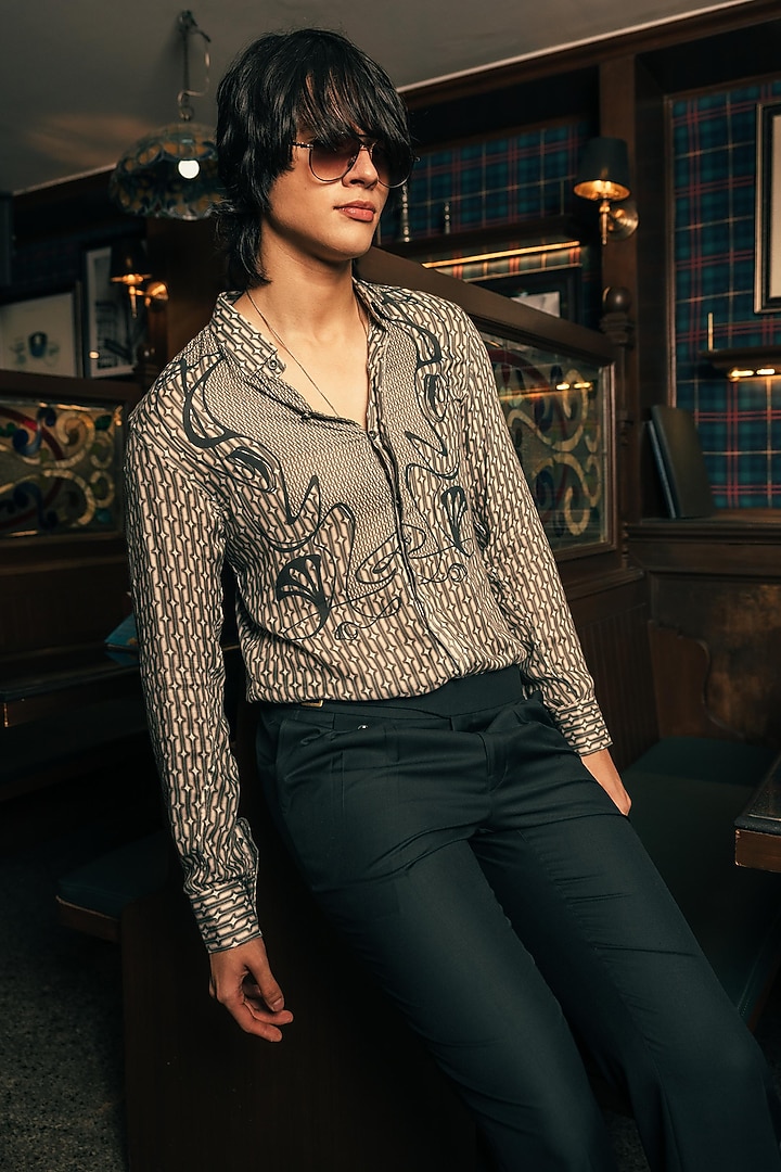 Deep Green Modal Twill Party Wear Shirt by House of Sannidhi at Pernia's Pop Up Shop