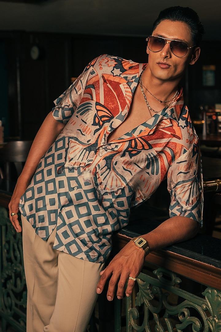 Multi-Colored Modal Satin Summer Shirt by House of Sannidhi at Pernia's Pop Up Shop