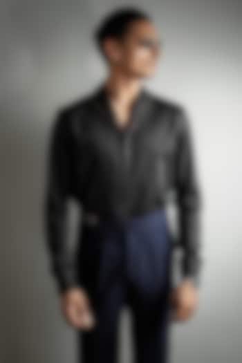 Black Cotton Tencel Summer Shirt by House of Sannidhi at Pernia's Pop Up Shop