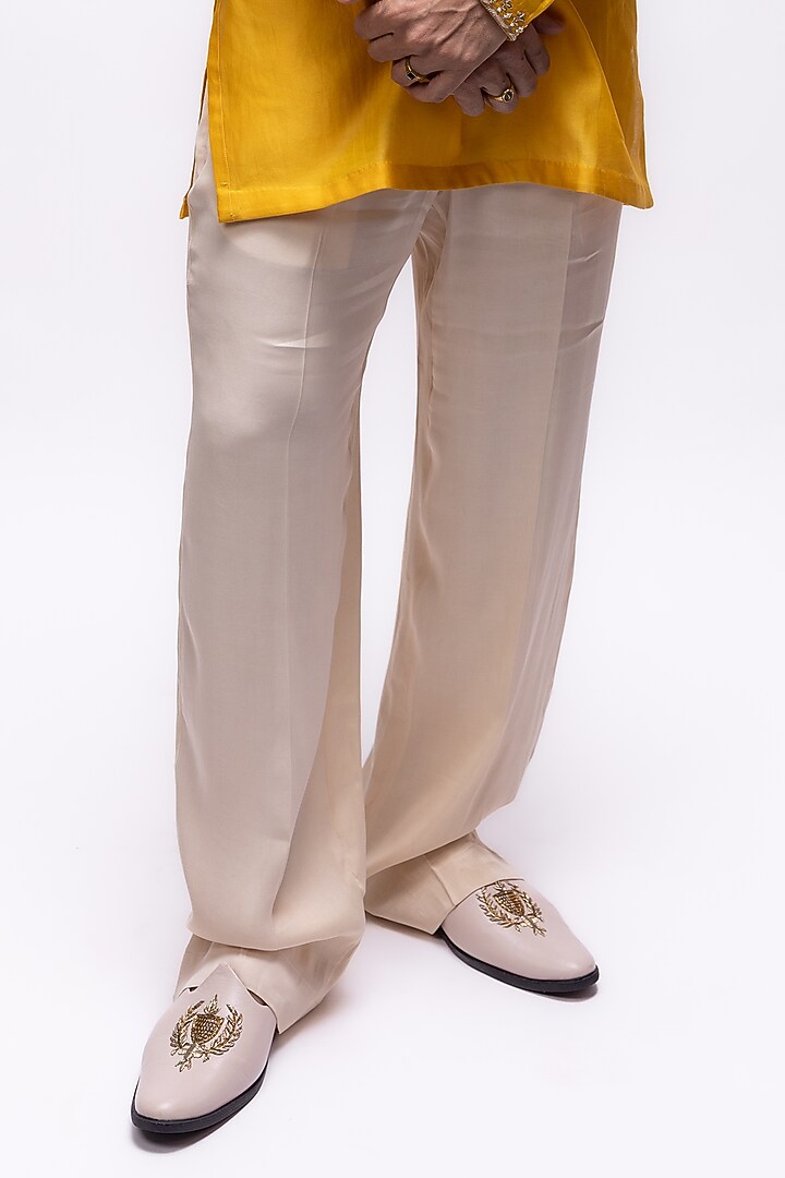 Haldi Yellow Pure Soft Silk Zardosi Embroidered Kurta Set by House of Sannidhi at Pernia's Pop Up Shop