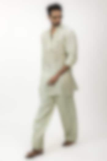 Pista Green Pure Soft Silk Zardosi Embroidered Kurta Set by House of Sannidhi at Pernia's Pop Up Shop