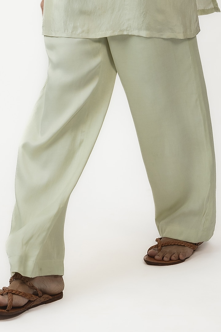 Pista Green Pure Soft Silk Zardosi Embroidered Kurta Set by House of Sannidhi at Pernia's Pop Up Shop