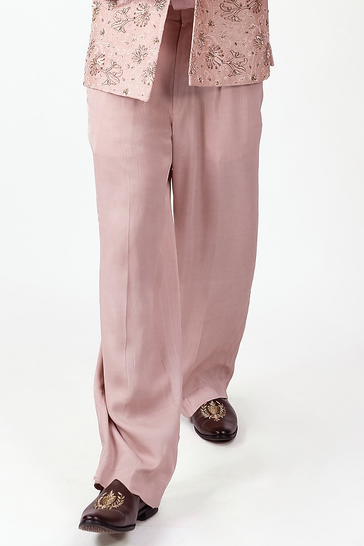 Blush Pink Raw Silk Zardosi Embroidered Indo-Western Set by House of Sannidhi at Pernia's Pop Up Shop