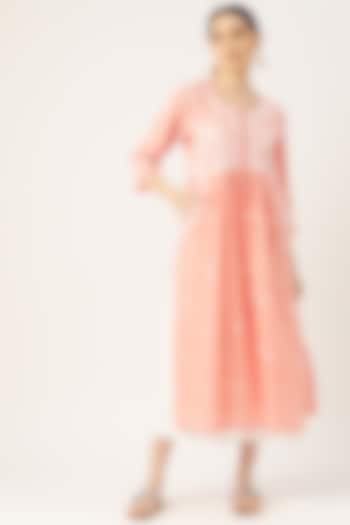 Light Pink & White Chikankari Kurta by House Of Kari at Pernia's Pop Up Shop