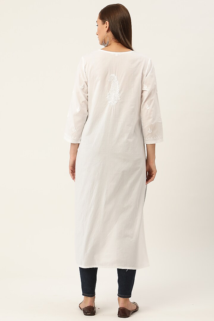 White Cotton Chikankari Tunic by House Of Kari at Pernia's Pop Up Shop