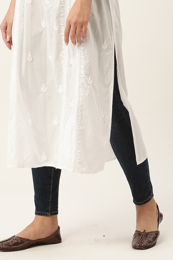 White Cotton Chikankari Tunic by House Of Kari at Pernia's Pop Up Shop