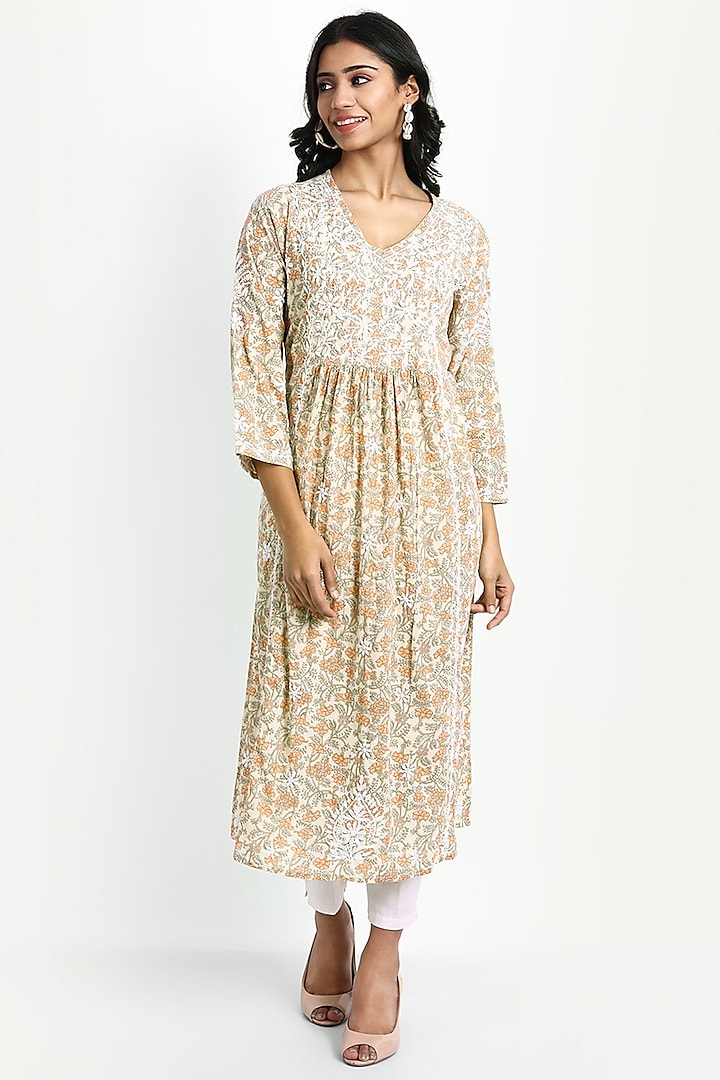 Multi-Colored Hand Embroidered Kurta by House Of Kari