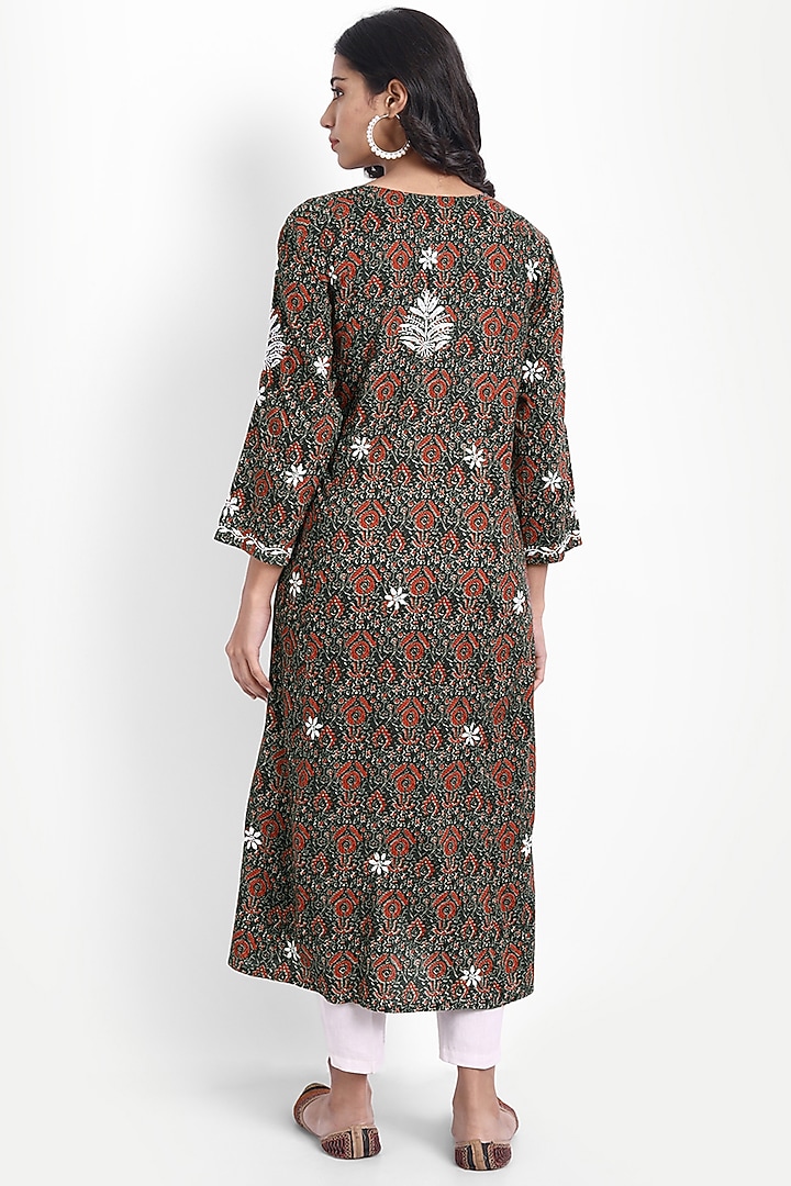 Multi-Colored Cotton Embroidered Kurta by House Of Kari at Pernia's Pop Up Shop