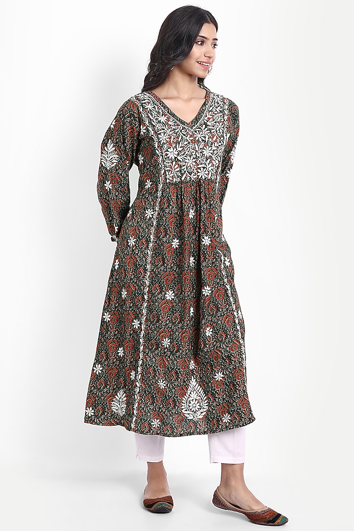 Multi-Colored Cotton Embroidered Kurta by House Of Kari at Pernia's Pop Up Shop