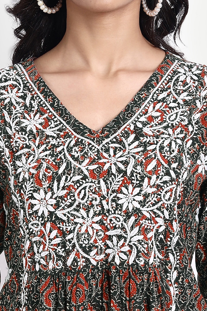 Multi-Colored Cotton Embroidered Kurta by House Of Kari at Pernia's Pop Up Shop