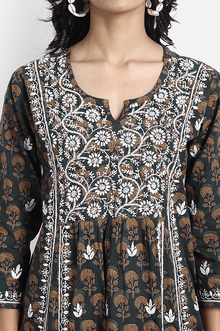 Multi-Colored Cotton Hand Embroidered Kurta by House Of Kari at Pernia's Pop Up Shop
