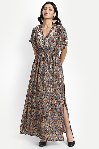 Multi-Colored Chikankari Embroidered Dress by House Of Kari