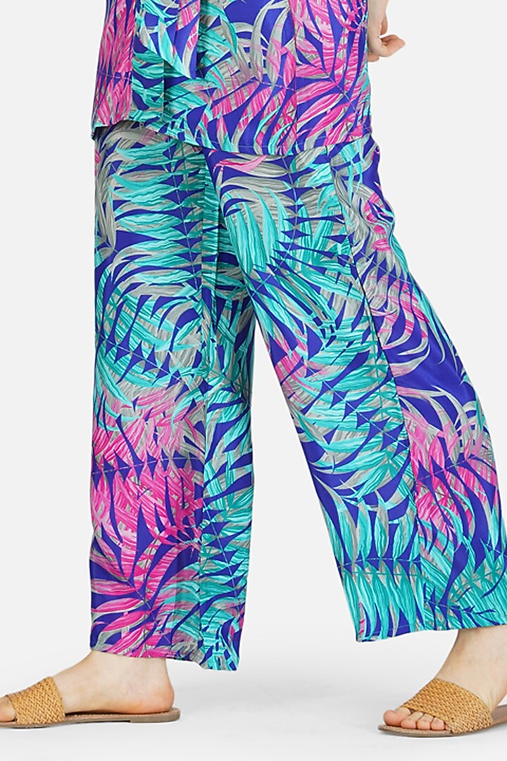 Blue Poly Silk Printed Co-Ord Set by House Of Kari at Pernia's Pop Up Shop