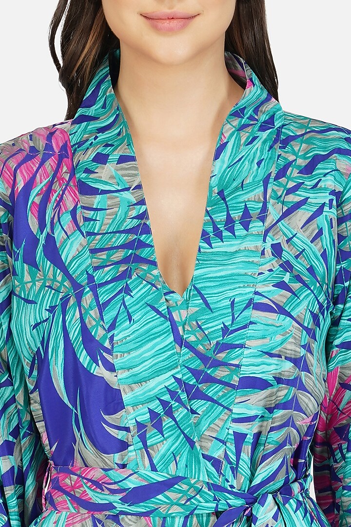 Blue Poly Silk Printed Co-Ord Set by House Of Kari at Pernia's Pop Up Shop