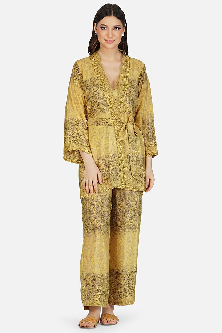 Yellow Printed Co-Ord Set by House Of Kari