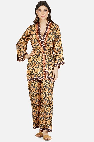 Multi-Colored Poly Silk Printed Co-Ord Set by House Of Kari