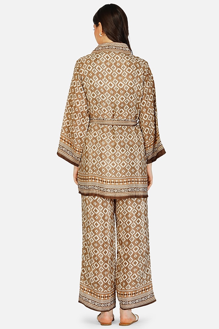 Grey Poly Silk Printed Co-Ord Set by House Of Kari at Pernia's Pop Up Shop