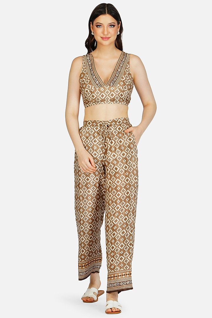 Grey Poly Silk Printed Co-Ord Set by House Of Kari at Pernia's Pop Up Shop