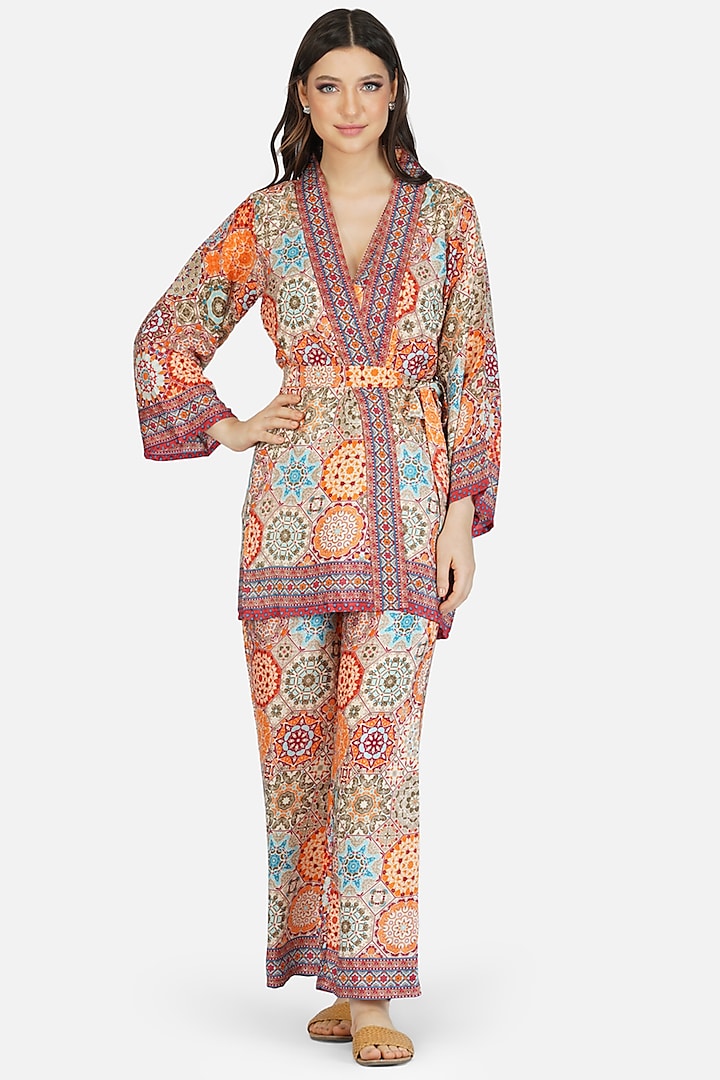Multi-Colored Co-Ord Set With Print by House Of Kari