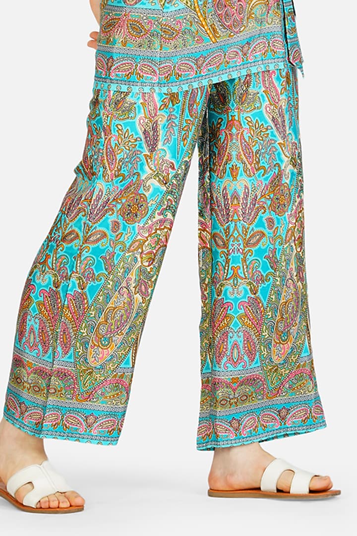 Blue Printed Co-Ord Set In Polysilk by House Of Kari at Pernia's Pop Up Shop