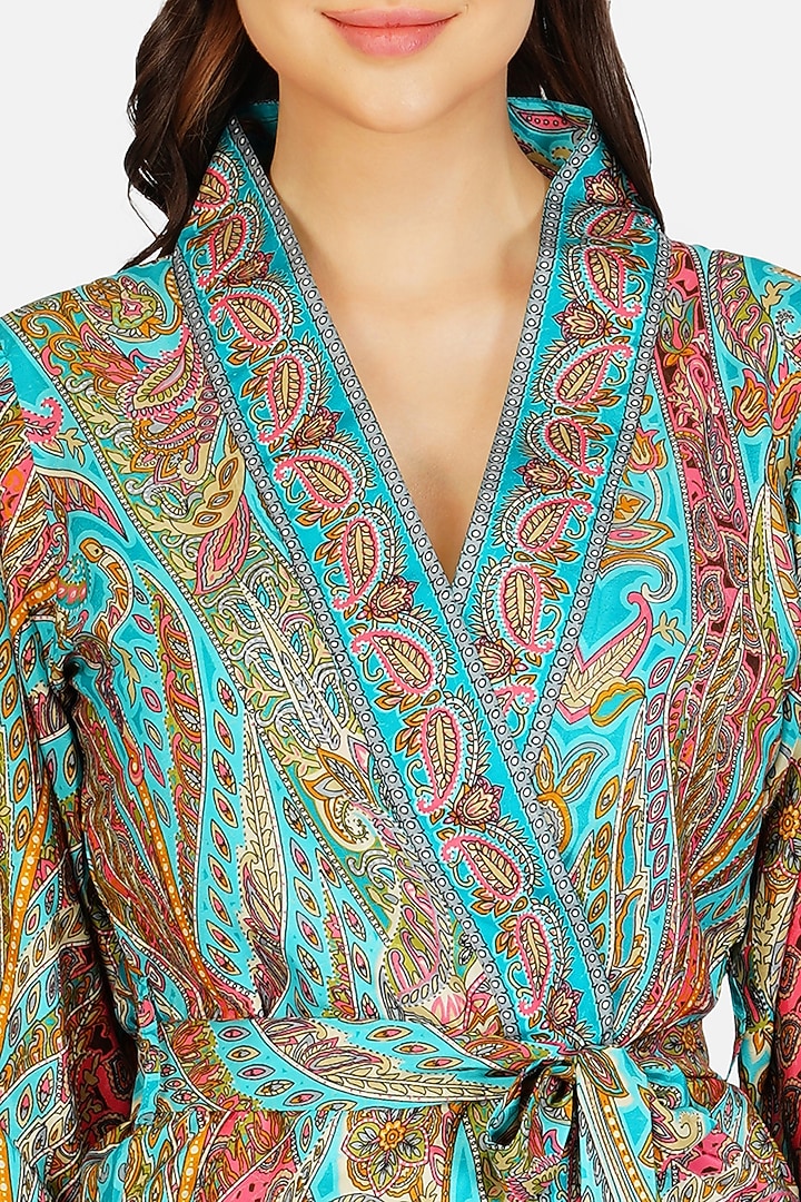 Blue Printed Co-Ord Set In Polysilk by House Of Kari at Pernia's Pop Up Shop