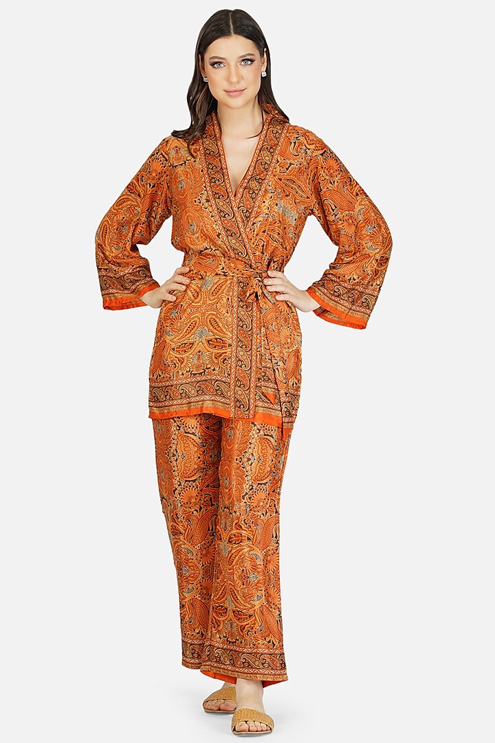 Orange Printed Co-Ord Set by House Of Kari