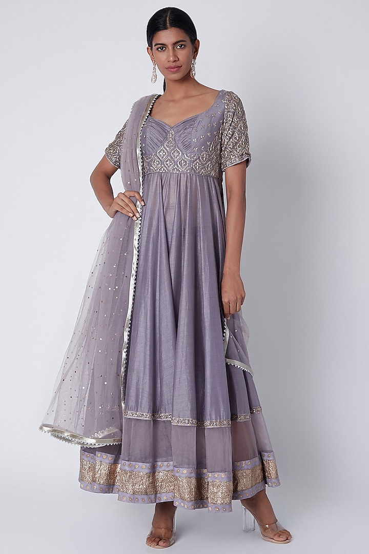 Heirloom Lilac Embroidered Anarkali Set by House of Tushaom
