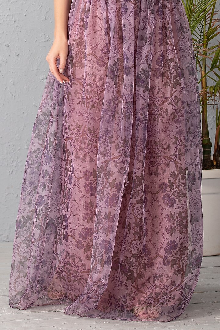 Mauve Floral Printed Skirt Set by House of Tushaom at Pernia's Pop Up Shop