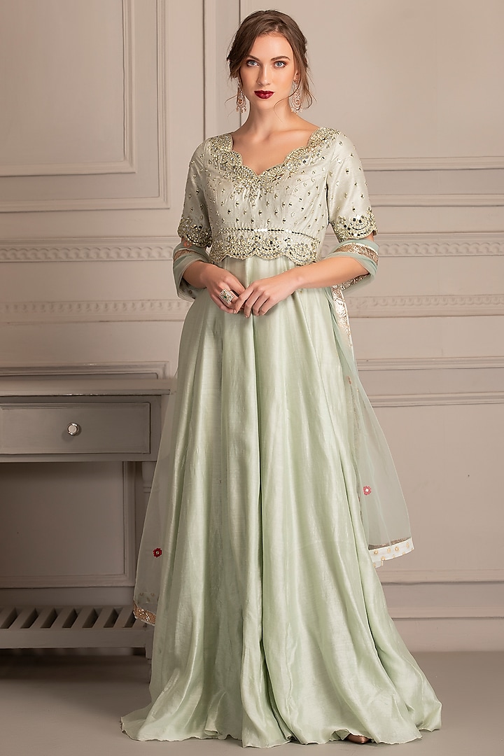 Mint Embroidered Anarkali Set by House of Tushaom
