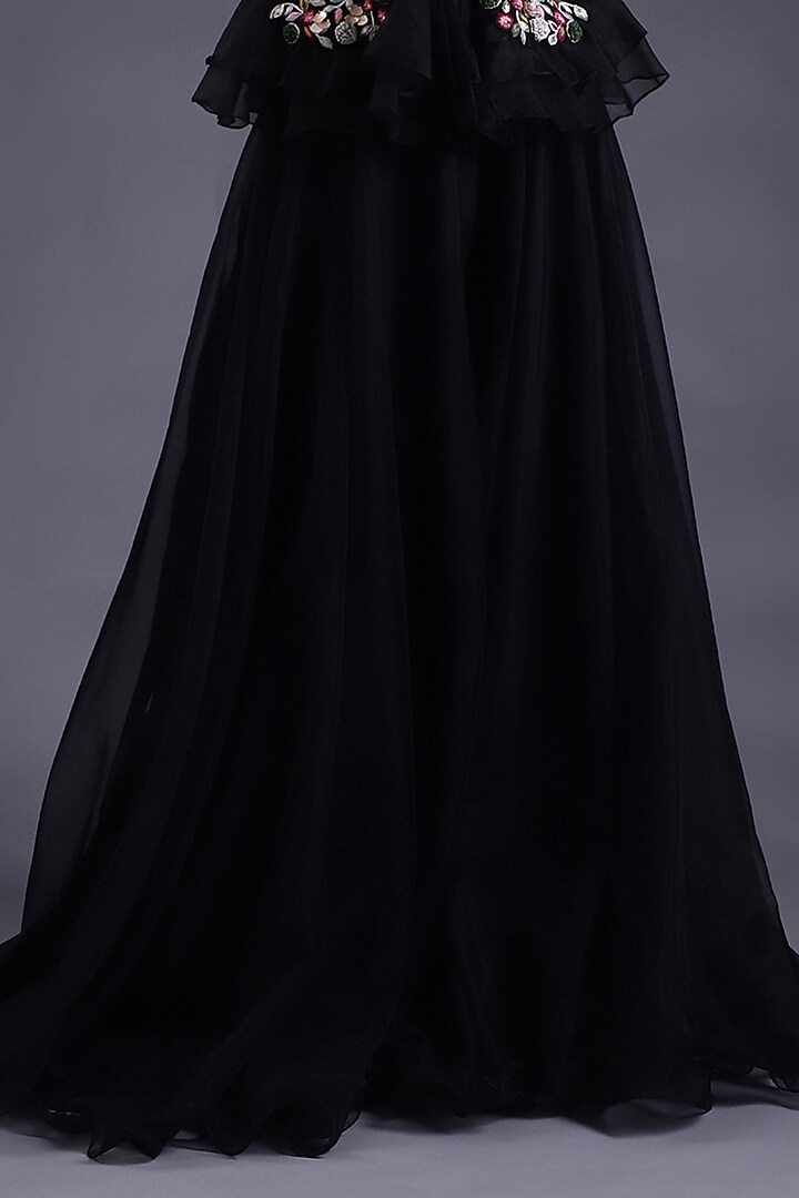 Black Net & Organza Party Wear Sharara Set by House Of Tushaom at Pernia's Pop Up Shop
