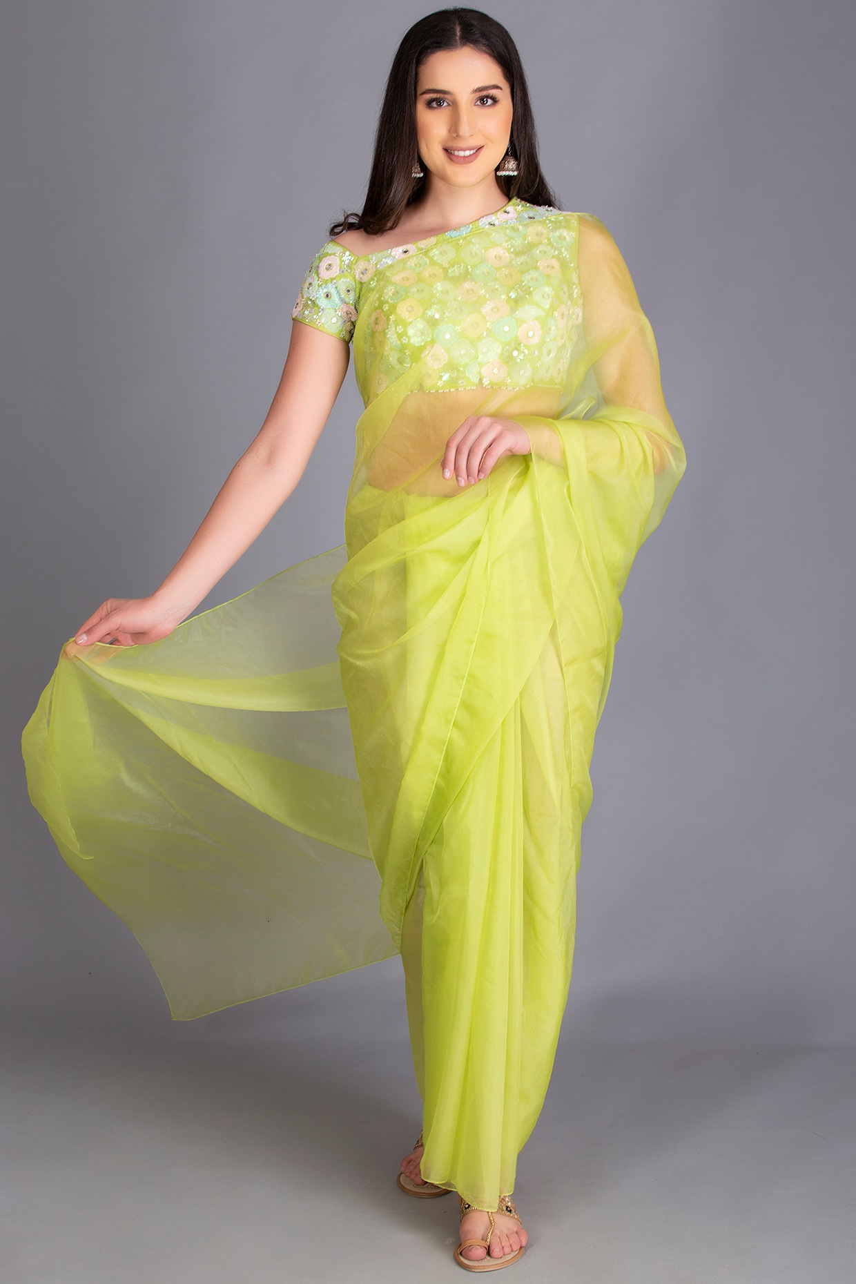 NEON GREEN HANDWOVEN KOTA VISCOSE SAREE – Satrangikala