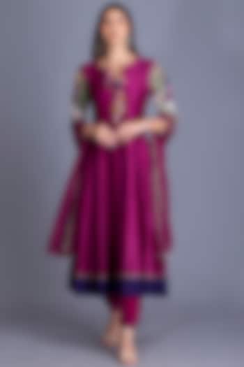 Magenta Purple Printed Anarkali Set by House of Tushaom