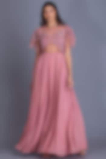 Rose Pink Sequins Embroidered Gown by House of Tushaom